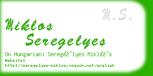 miklos seregelyes business card